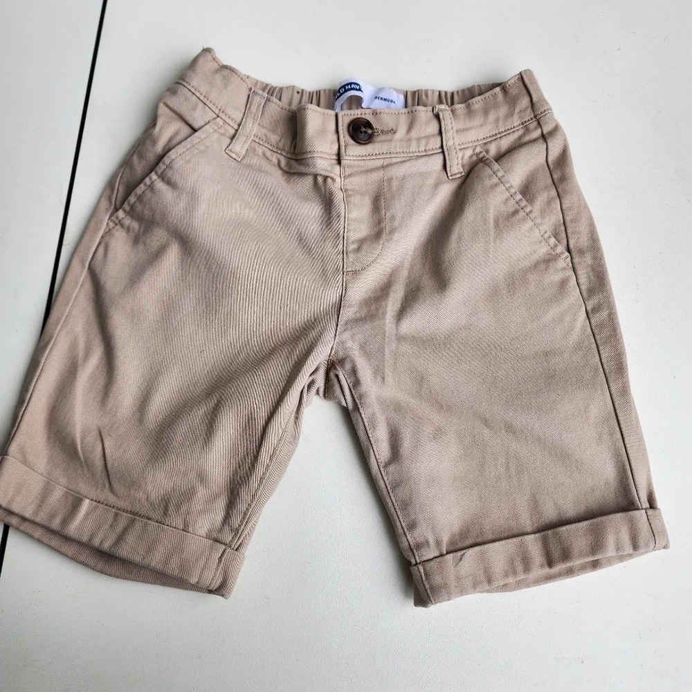 Lot Of 2 Old Navy Girls Bermuda Uniform Shorts Khaki Tan Beige Elastic Waist M 8